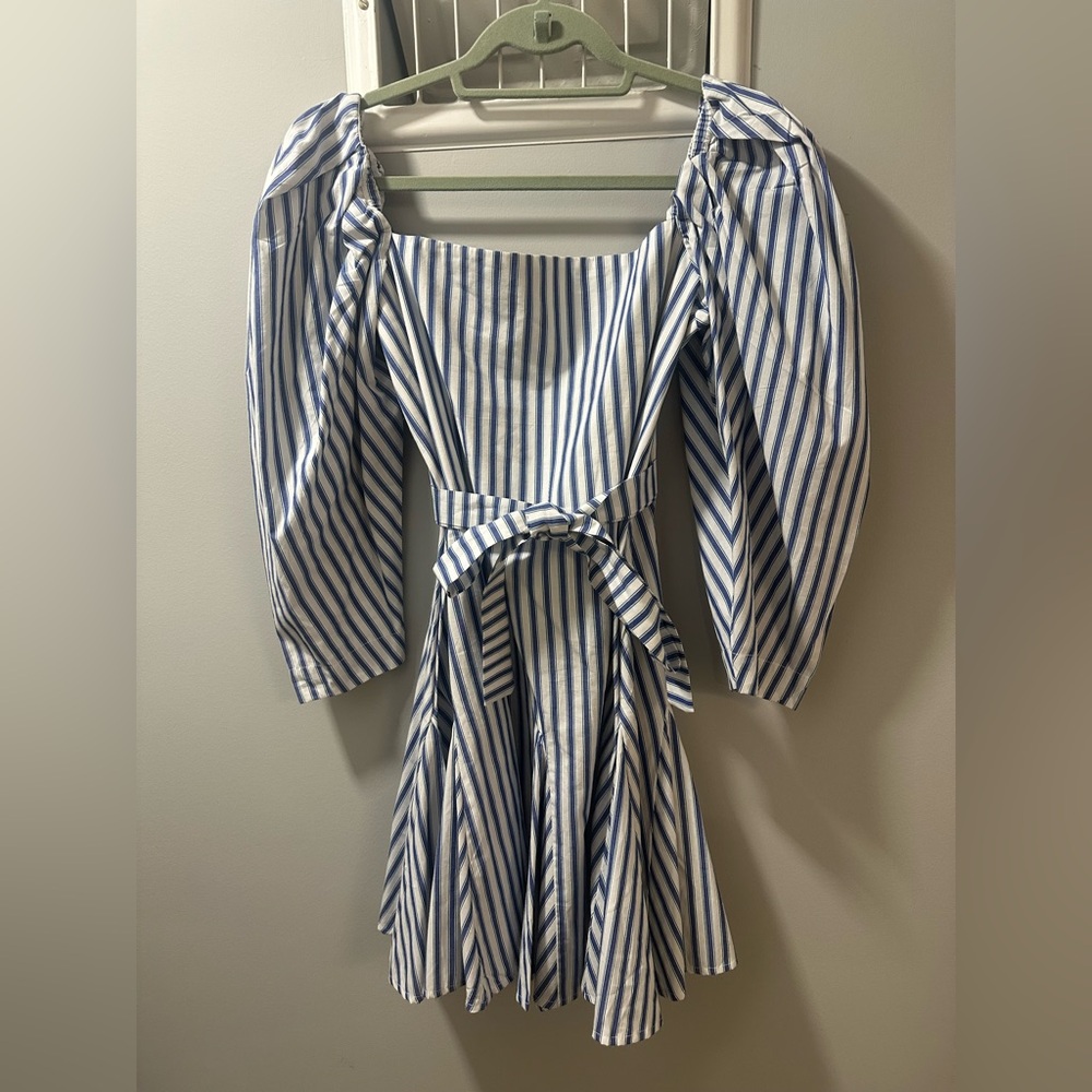 Mille Blue and White Striped Dress, Sz M